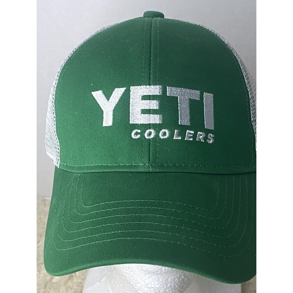 Yeti Coolers Mesh Trucker Hat Green Paneled Snap Back Adjustable EUC‎